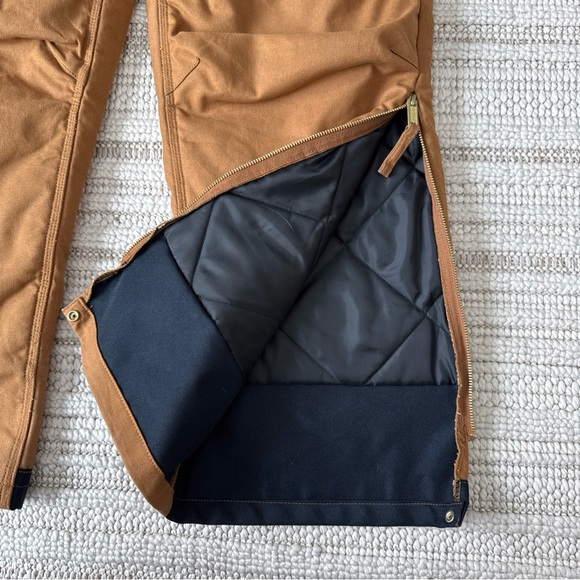 Walls Bib Overalls Mens Insulated Lined Canvas Duck Workwear Brown Excellent - Picture 11 of 16